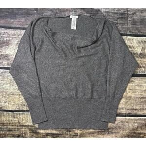 Kate Hill Sweater Womens Medium Wool Cashmere Blend Metallic Cowl Neck Gray